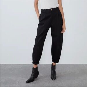 Zara | High Rise Black Tapered Pants